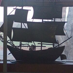 Rustic Metal Ship Sculpture